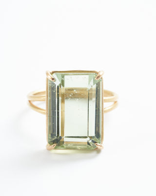green beryl emerald cut ring - green