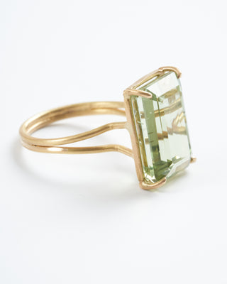 green beryl emerald cut ring - green