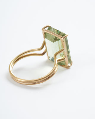 green beryl emerald cut ring - green