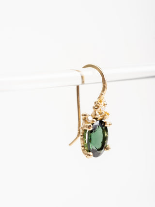 green tourmaline diamond earrings - 18k