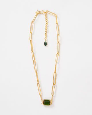 green tourmaline heavy link chain necklace