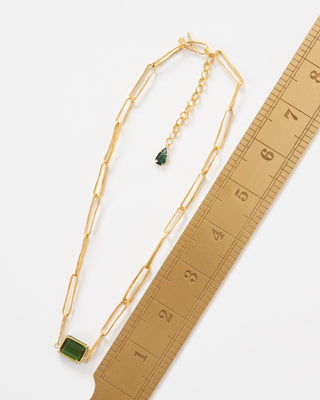 green tourmaline heavy link chain necklace