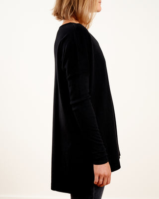 oversized cropped v-neck tunic - black