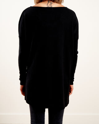 oversized cropped v-neck tunic - black