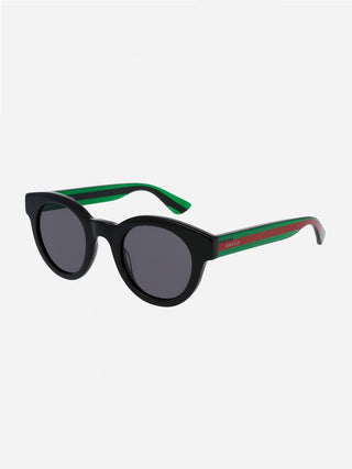 round sunglasses - green + red stripe