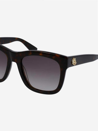 square style sunglasses with tiger icon - havana