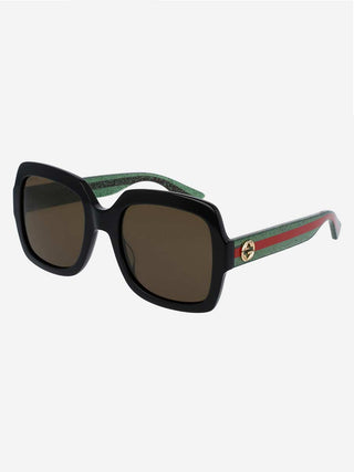oversized square frame sunglasses - green + red