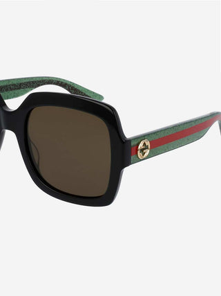 oversized square frame sunglasses - green + red
