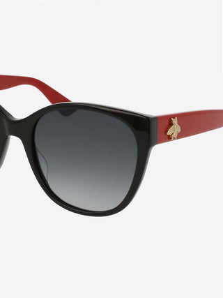 cat eye sunglasses with bee icon - red