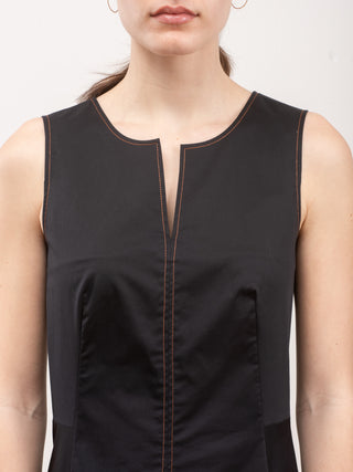 topstitch sleeveless dress - black