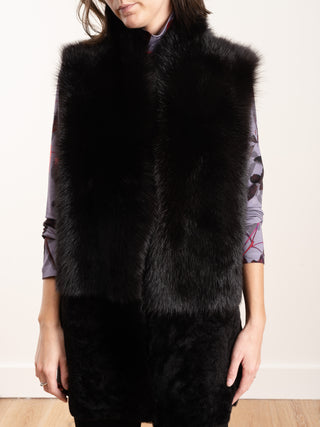 long stand collar shearling gilet - vole