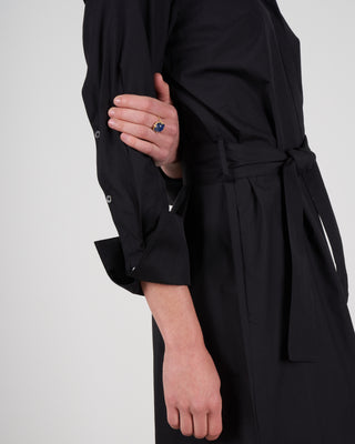 button sleeve shirtdress - black