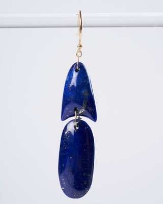 handcut arrowhead earrings lapis w/18k - blue