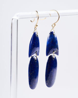 handcut arrowhead earrings lapis w/18k - blue