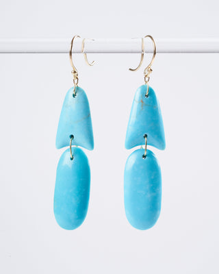handcut arrowhead earrings turquoise w/18k - blue