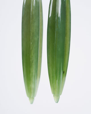 handcut pine needle jade earrings w/18k - green