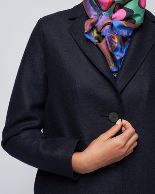 pressed wool and polaire overcoat - navy blue