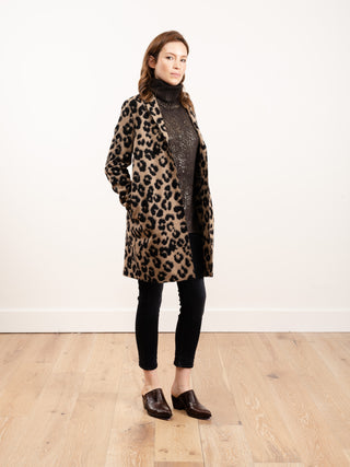 cocoon coat jacquard leopard