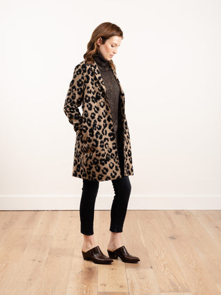 cocoon coat jacquard leopard