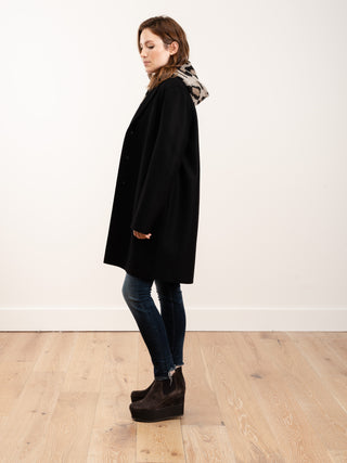cocoon coat pressed wool - black