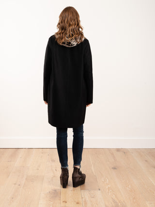 cocoon coat pressed wool - black