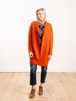 cocoon coat pressed wool - burnt orange