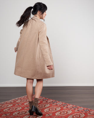 women cocoon coat cashmere blend herringbone - tan