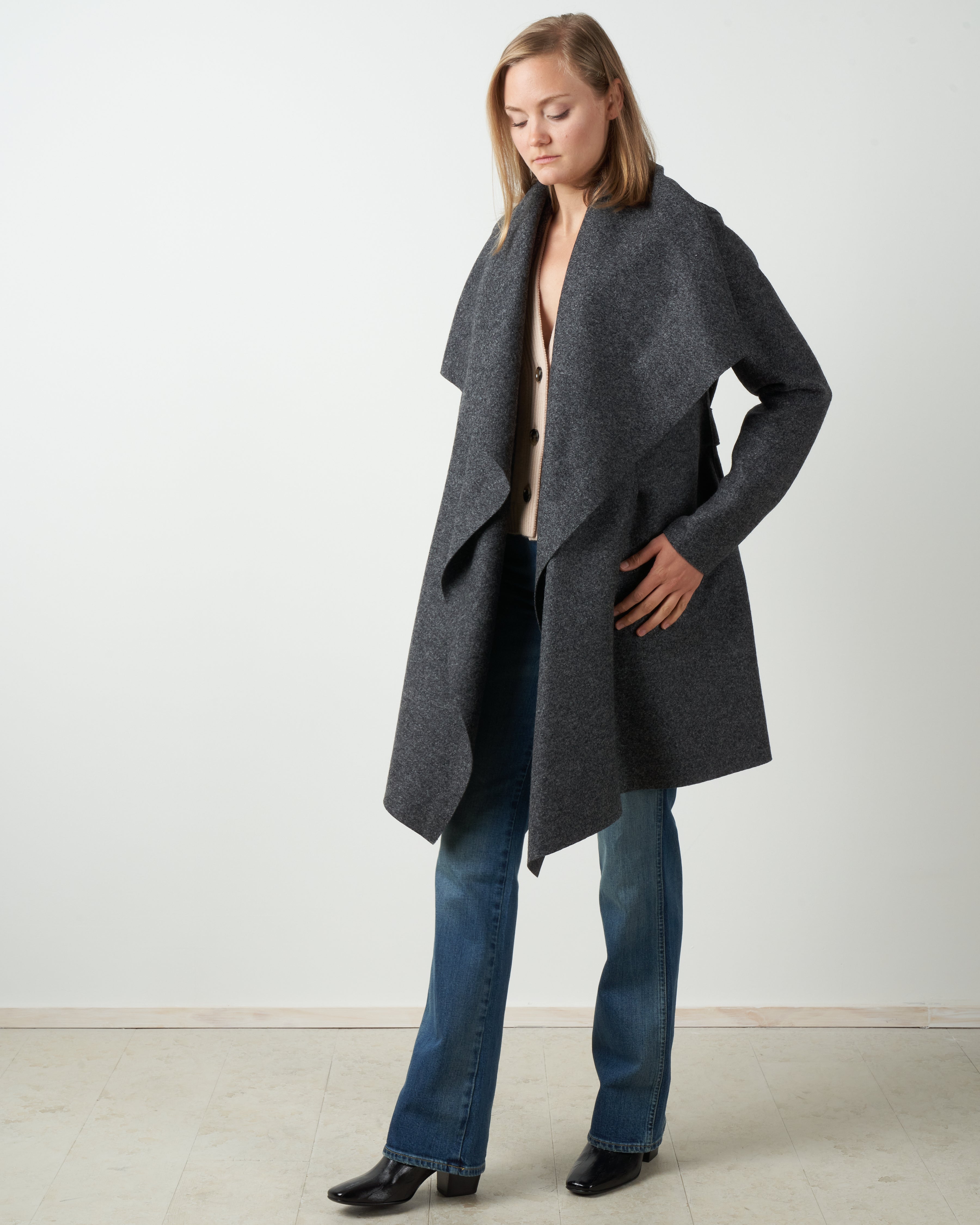 harris wharf london Pressed Wool Blanket Coat Anthracite Mouliné