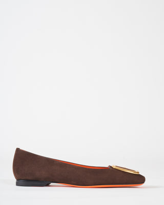 hassiebal flat with buckle - brown suede