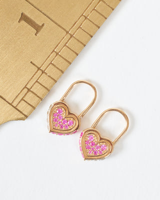 heart lock hoop earring - gold