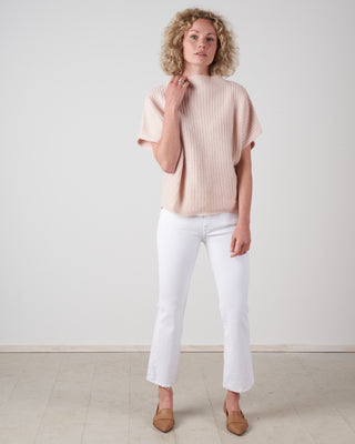 batwing pullover with stand collar - apricot