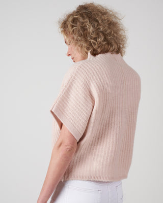 batwing pullover with stand collar - apricot