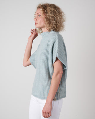 batwing pullover with stand collar - pale