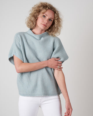 batwing pullover with stand collar - pale