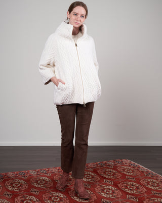 cable knit fully-lined jacket - bianco 1010