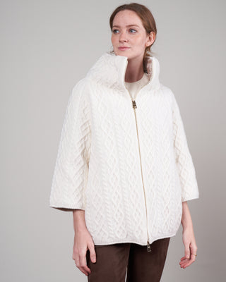 cable knit fully-lined jacket - bianco 1010