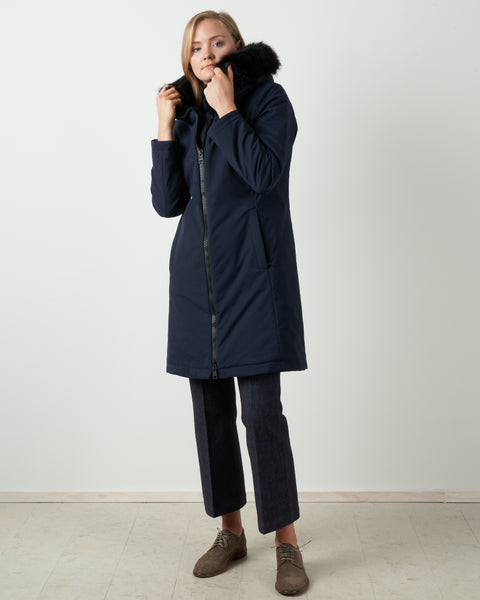 Herno Laminar Coat With Eco Fur 9200 Blu Navy