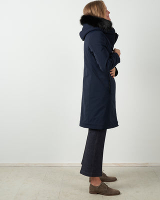 laminar coat with eco fur - navy