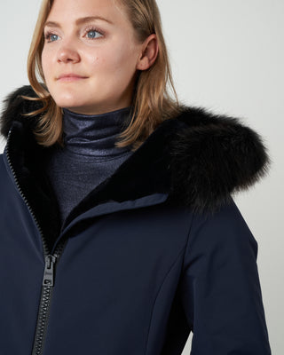 laminar coat with eco fur - navy