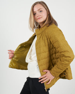 linen down jacket - chartreuse