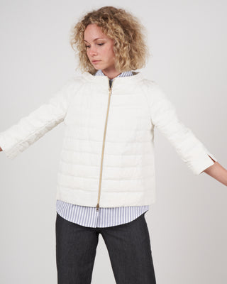 linen iconico 3/4 sleeve jacket - white