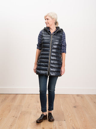 long vest with hood - navy