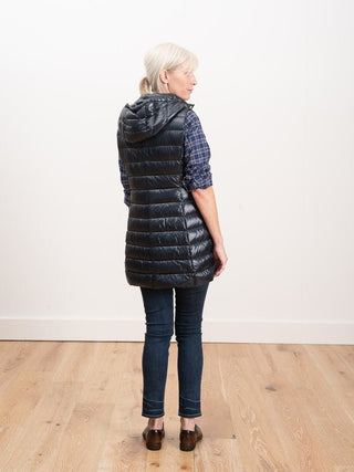 long vest with hood - navy