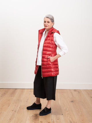 long vest with hood - red