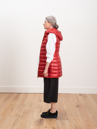 long vest with hood - red