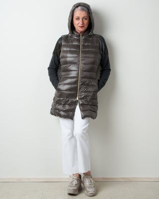 long vest with removable hood - grigio