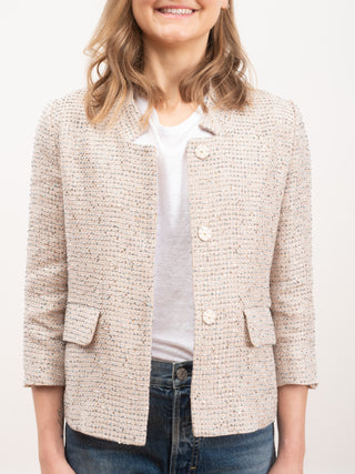 lurex tweed short coat - beige 2000
