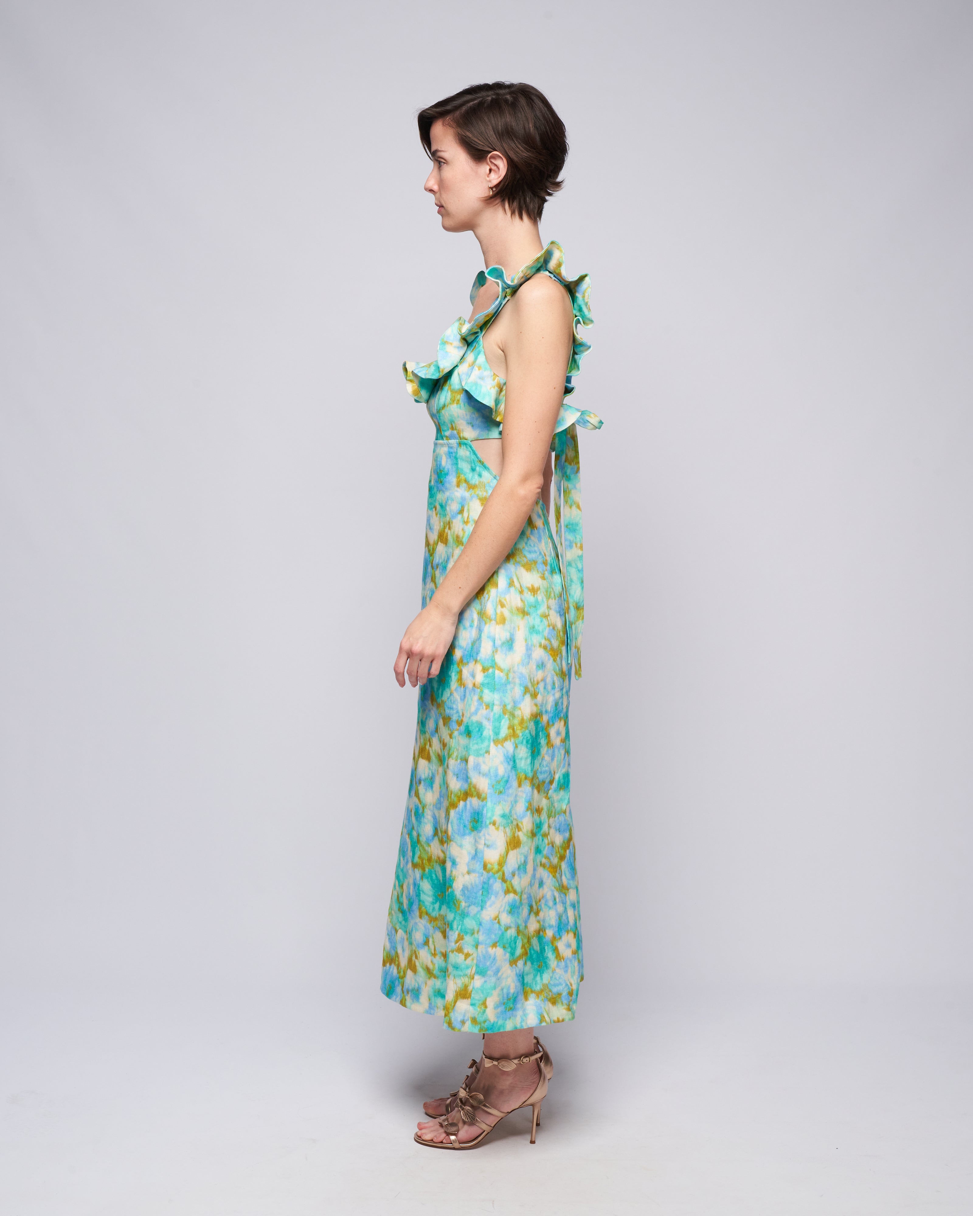 zimmermann high tide floral linen midi dress Zimmermann High Tide Belted Floral-print Linen And Silk-blend Midi Dress In Purple Ikat Floral