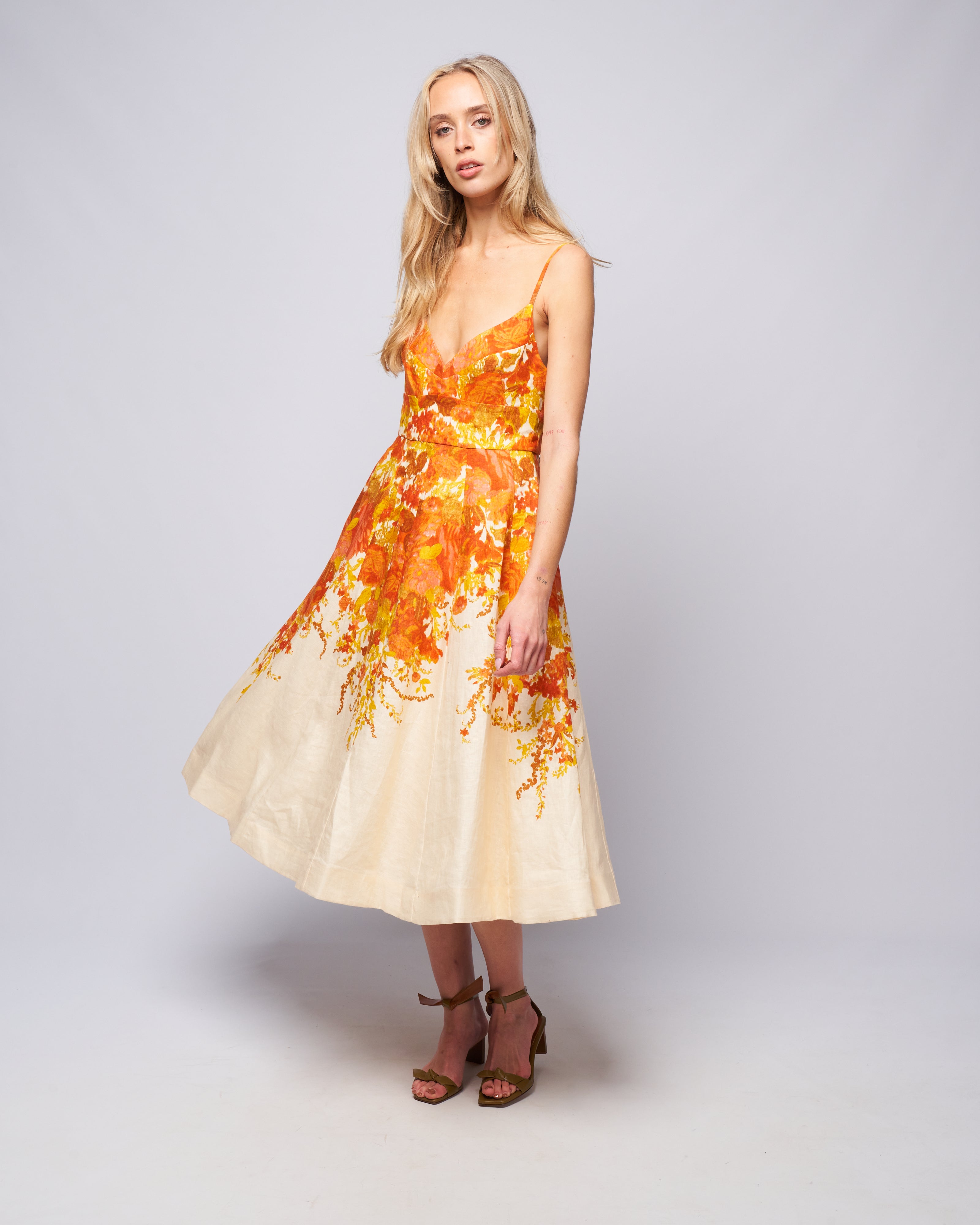 zimmermann high tide floral linen midi dress Zimmerman High Tide Lift Off Flower Midi Dress