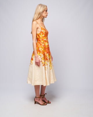 high tide picnic dress - citrus ikat floral